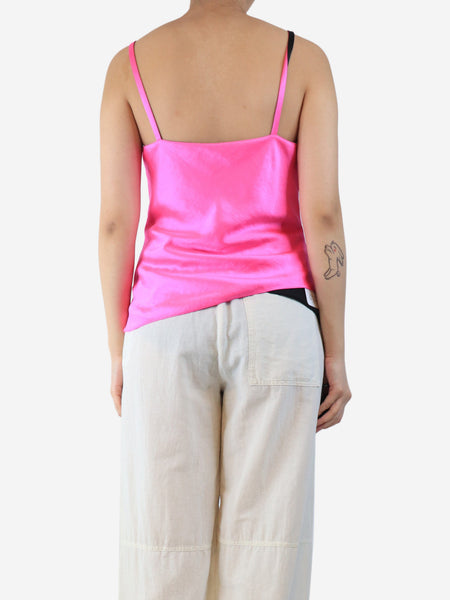 Bright pink satin camisole - size UK 12 alternate image