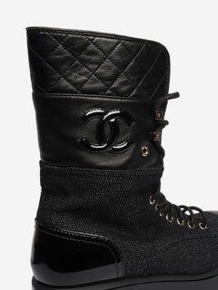 Black contrast-panel biker boots - size EU 38.5 Boots Chanel 