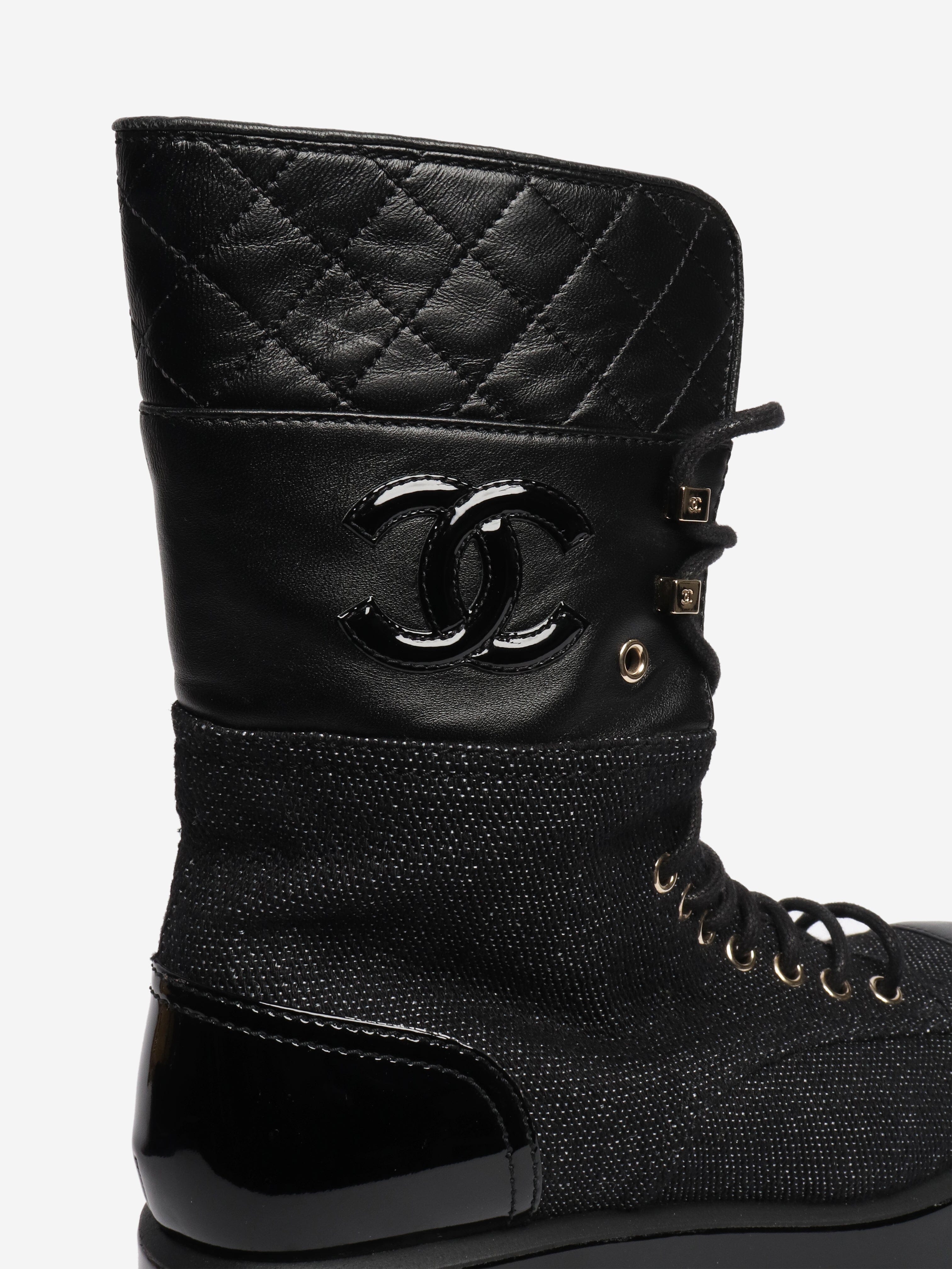 Black contrast-panel biker boots - size EU 38.5 Boots Chanel 