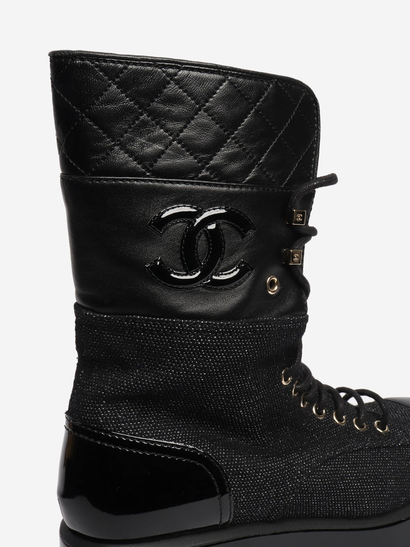 Black contrast-panel biker boots - size EU 38.5 Boots Chanel 