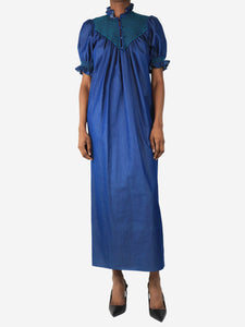 Loretta Caponi Blue chambray maxi dress - size UK 8