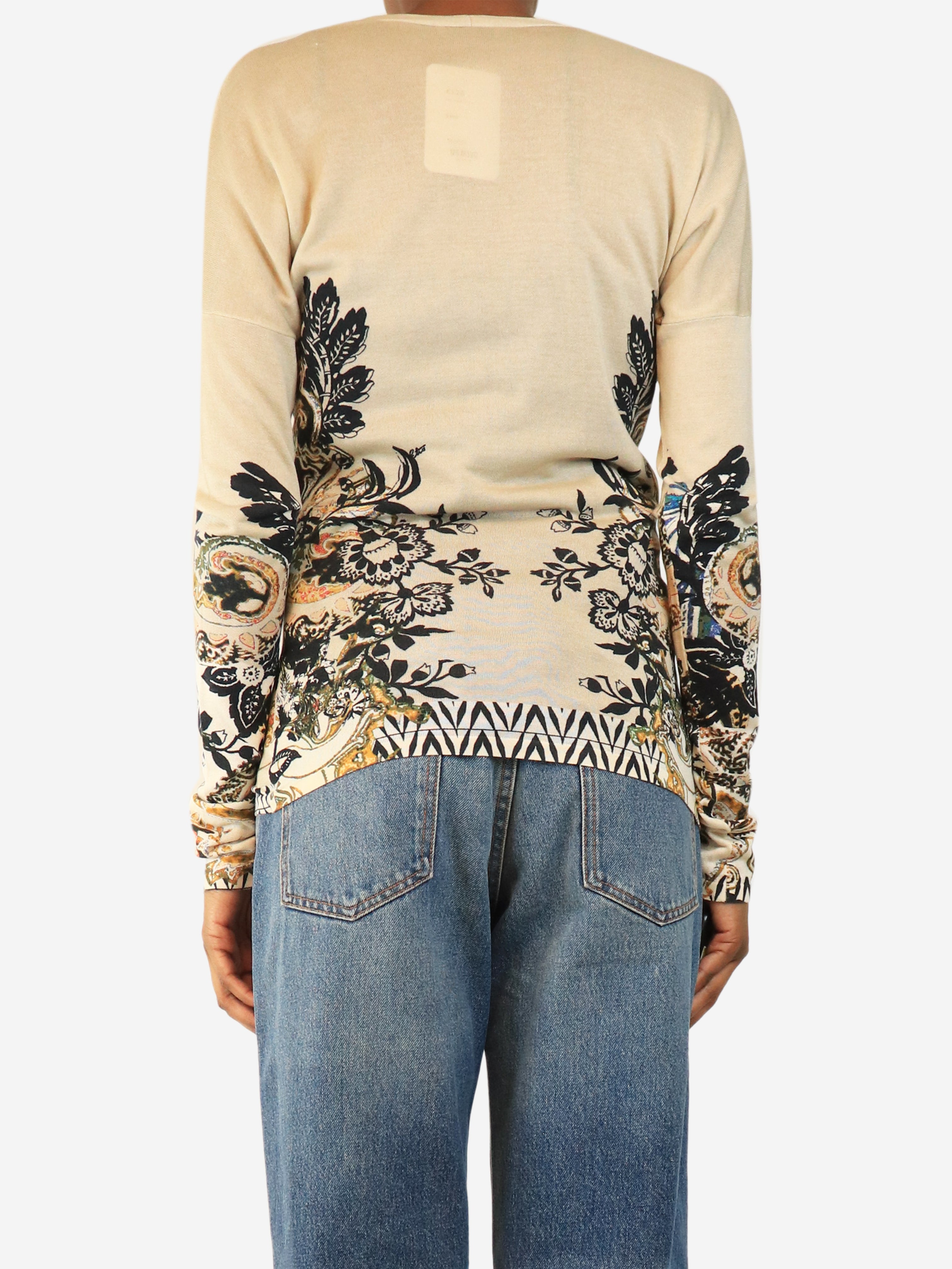 Neutral fine knit cardigan - size XS