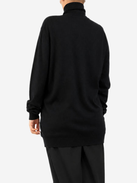 Navy roll-neck knit cashmere sweater - size L alternate image