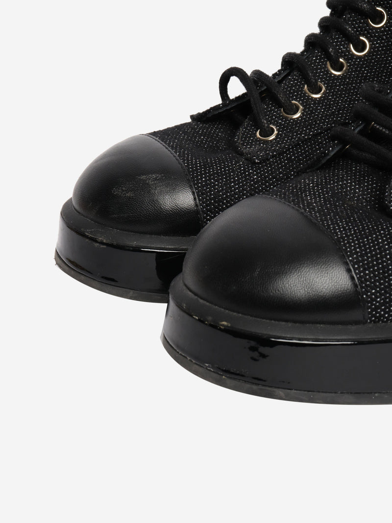 Black contrast-panel biker boots - size EU 38.5 Boots Chanel 