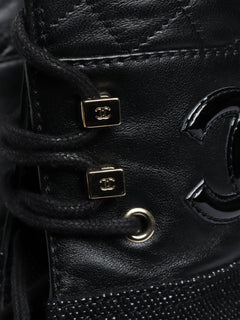 Black contrast-panel biker boots - size EU 38.5 Boots Chanel 