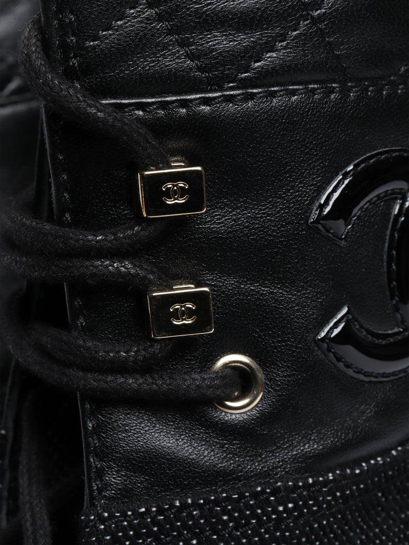 Black contrast-panel biker boots - size EU 38.5 Boots Chanel 