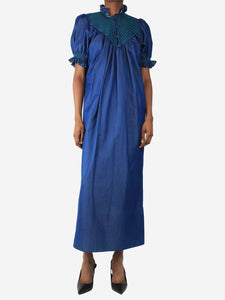 Loretta Caponi Blue chambray maxi dress - size UK 8
