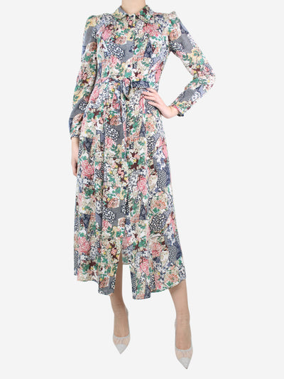 Multicoloured floral shirt dress - size UK 6 Dresses Saloni 