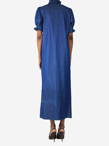 Loretta Caponi Blue chambray maxi dress - size UK 8