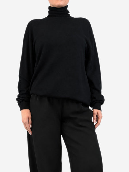 Navy roll-neck knit cashmere sweater - size L product image