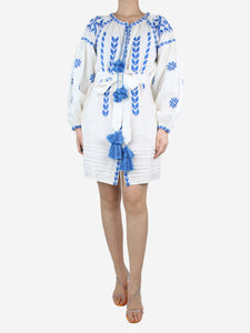 March II White and blue embroidered kaftan - size S