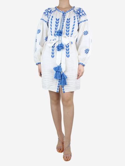 White and blue embroidered kaftan - size S Dresses March II 
