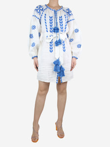 March II White and blue embroidered kaftan - size S