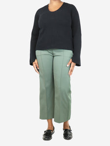 Sportmax Green cropped pleated trousers - size UK 12