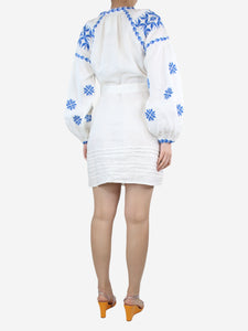 March II White and blue embroidered kaftan - size S