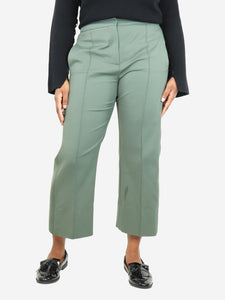 Sportmax Green cropped pleated trousers - size UK 12