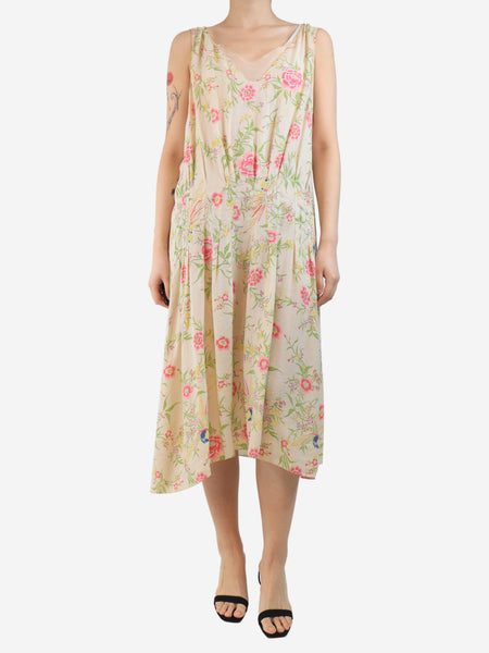 Cream floral slip dress - size UK 10 product image