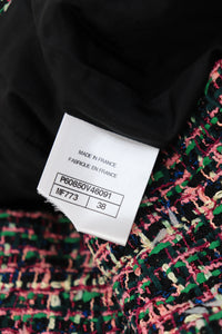Chanel Pink and green tweed midi skirt - size UK 10