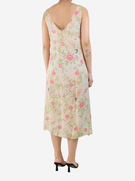 Cream floral slip dress - size UK 10 alternate image