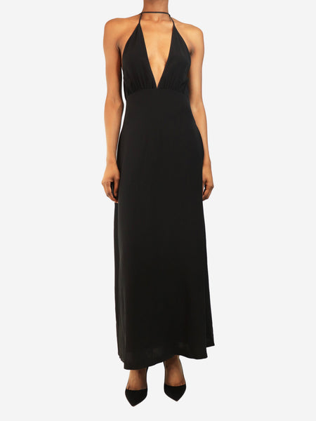 Black silk v-nike midi dress - size UK 6 product image