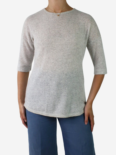 Grey beaded-trim cashmere top - size M Knitwear Divine Cashmere 