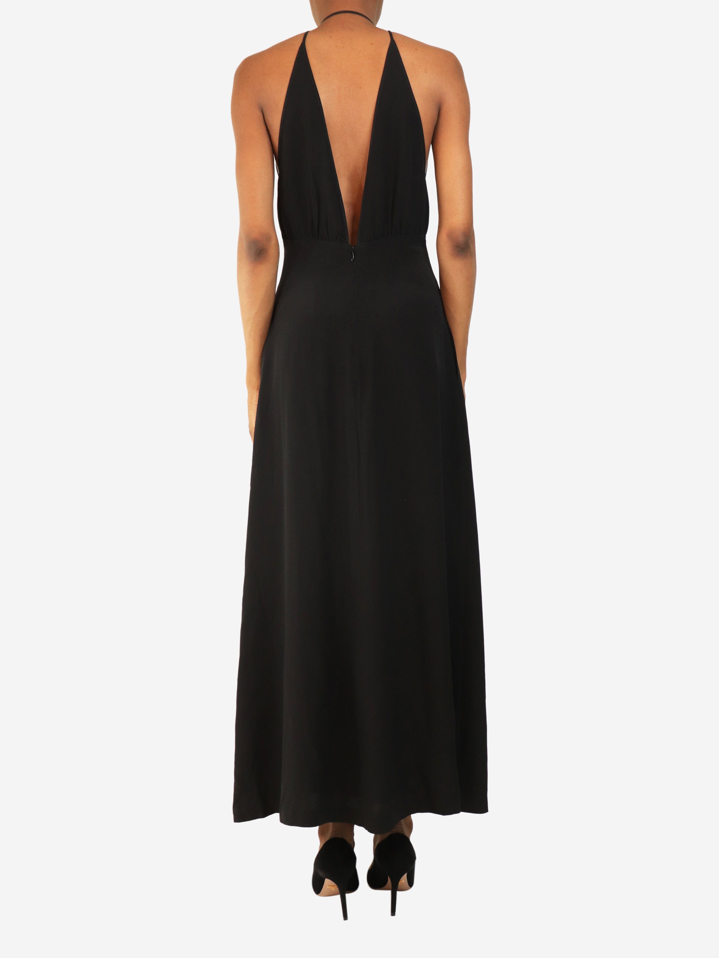 Black silk v-nike midi dress - size UK 6 Dresses Toteme 