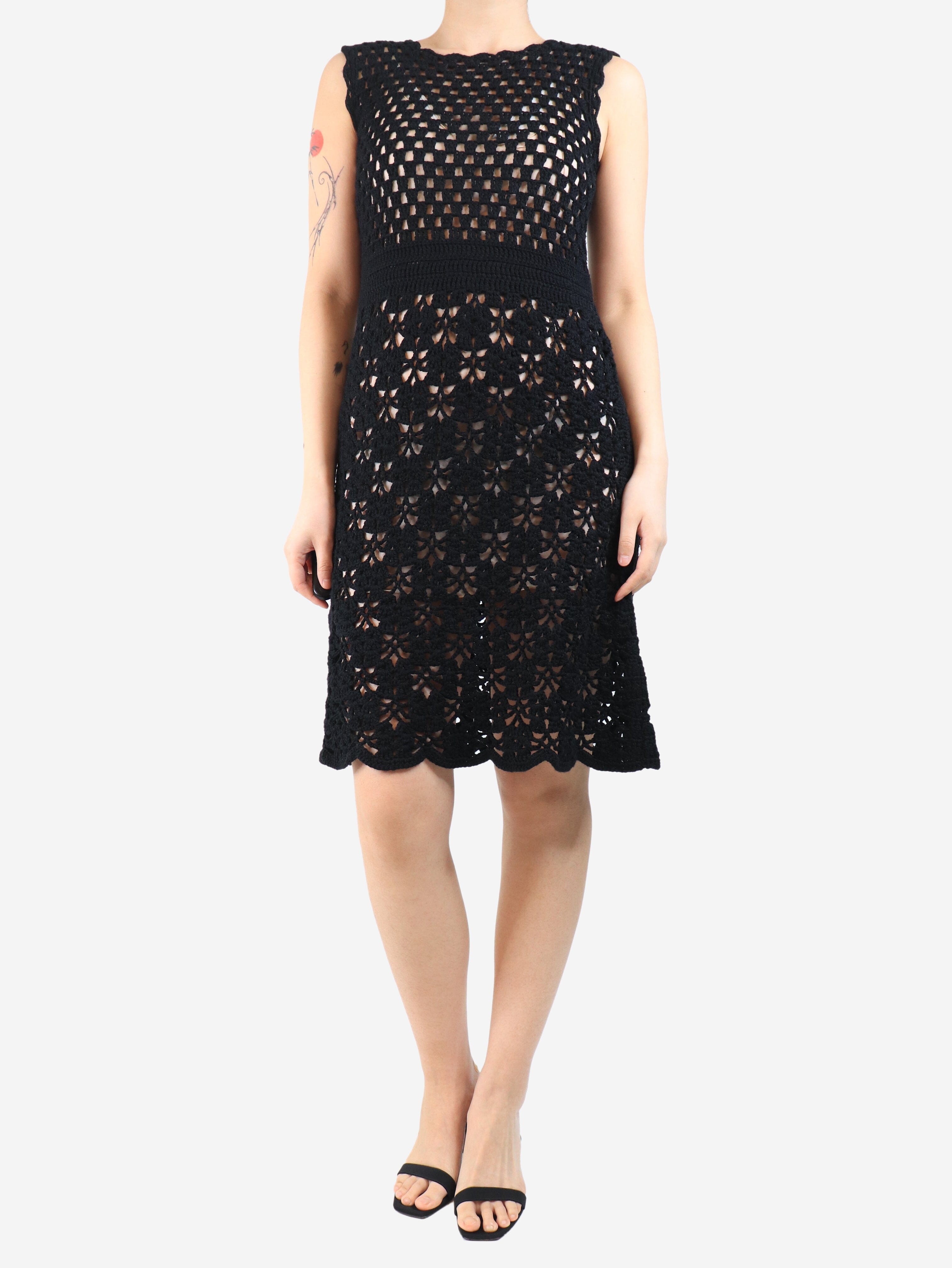 Black crochet midi dress - size UK 10 Dresses Prada 