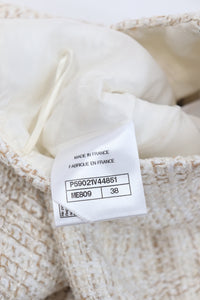 Chanel Cream tweed mini skirt with red trim - size UK 10