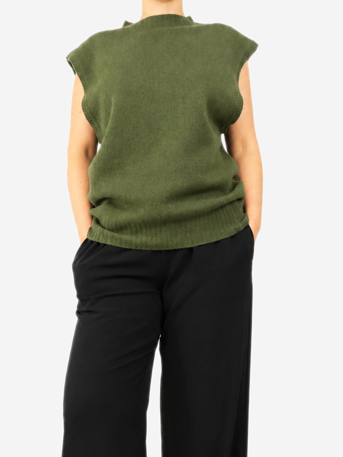 Khaki knit vest - size UK 12 Knitwear Margaret Howell 