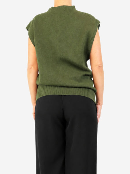 Khaki knit vest - size UK 12 alternate image