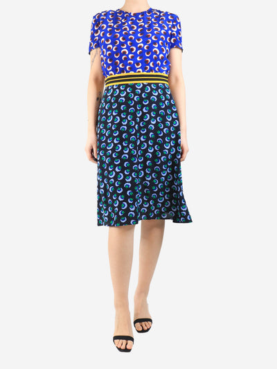 Blue silk printed midi dress - size UK 12 Dresses Stella McCartney 