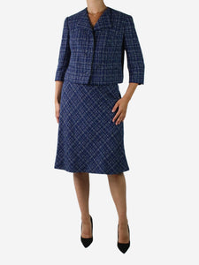 Gormley & Gamble Blue tweed jacket and skirt set - size UK 10