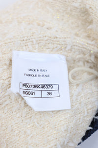 Chanel Cream and navy tweed mini skirt Cambon 31 - size UK 8