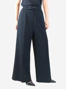 Emilia Wickstead Black belted crepe trousers - size UK 16