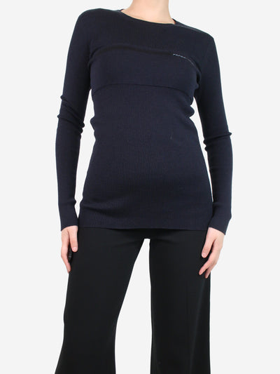Navy blue ribbed pocket sweater - size UK 8 Knitwear Prada 