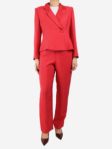 Giorgio Armani Magenta ribbed blazer and trouser set - size UK 12