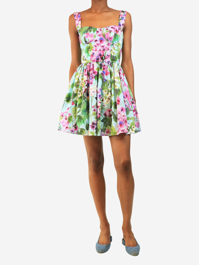 Blue floral printed mini dress - size UK 6 Dresses Dolce & Gabbana 
