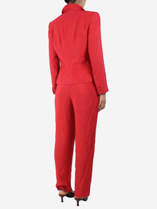 Giorgio Armani Magenta ribbed blazer and trouser set - size UK 12