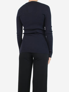 Prada Navy blue ribbed pocket sweater - size UK 8
