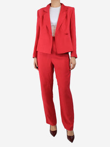 Giorgio Armani Magenta ribbed blazer and trouser set - size UK 12