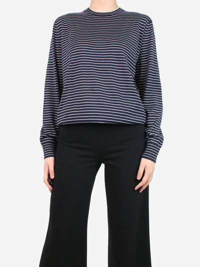 Navy blue and white striped crewneck sweater - size M Knitwear Loro Piana 