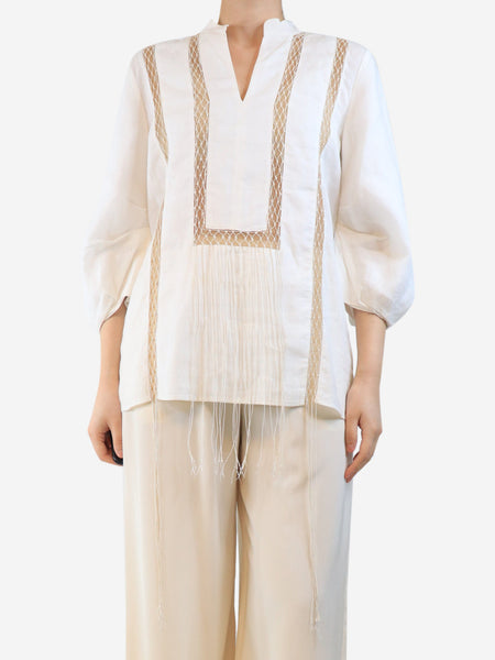 White linen blouse - size UK 10 product image