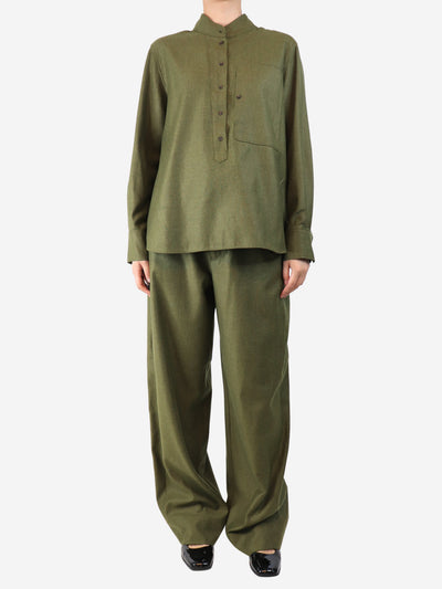 Khaki wool shirt and trouser set - size UK 10 Sets Soeur 
