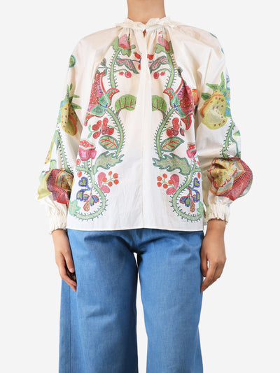 White Cerere cotton printed blouse - size S Tops La Double J 