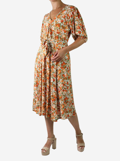 Orange floral printed midi dress - size US 8 Dresses Faithfull The Brand 