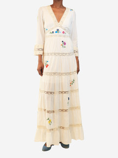 White flower embroidered maxi dress - size XXS Dresses Rixo 