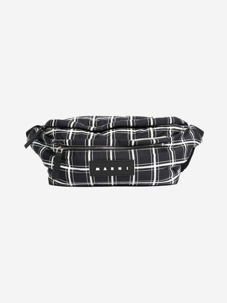 Black and white check nylon crossbody bag product image
