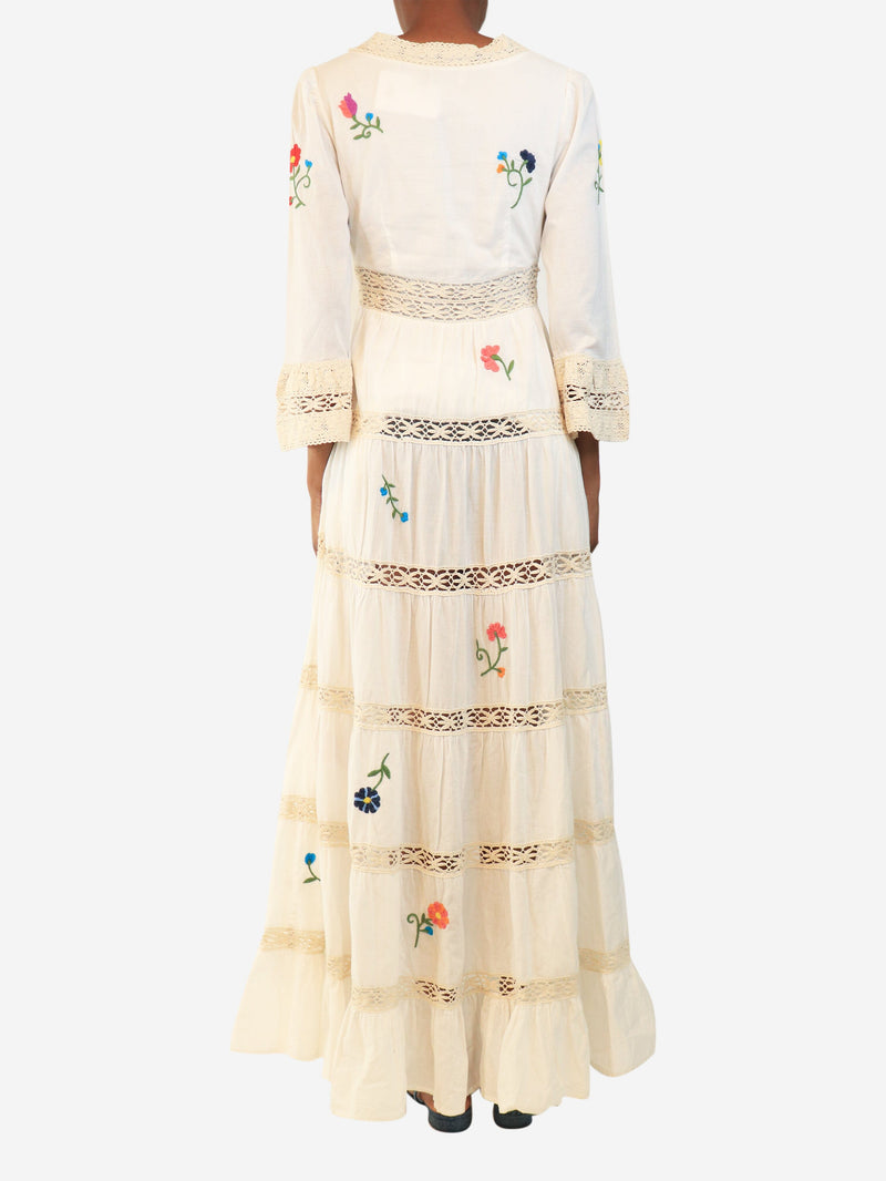 White flower embroidered maxi dress - size XXS Dresses Rixo 