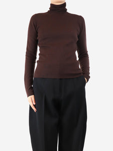 Gabriela Hearst Brown funnel-neck jumper - size M