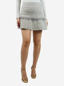 Ermanno Scervino Grey wool-blend mini skirt - size UK 10